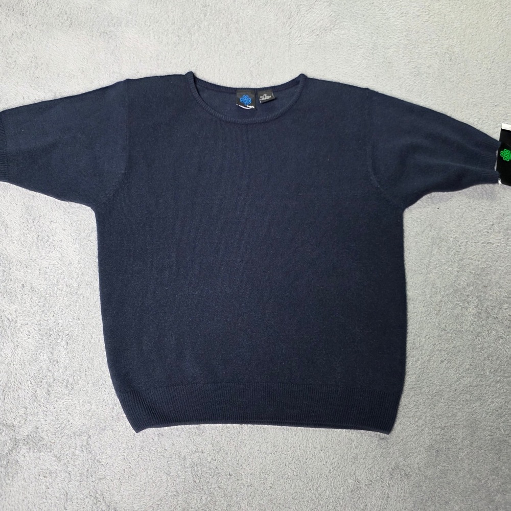 Panther Womens S Short Sleeve Sweater Navy Blue Crew Neck Shoulder Pads H34K953